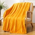 thumbnail image 3 of Whale Flotilla Breathable Fleece Throw Blanket for Couch Sofa(50x65 Inch), Super Soft Fuzzy Blankets for All Season, Lightweight and Fluffy, Mustard Yellow(Leaf), 3 of 8