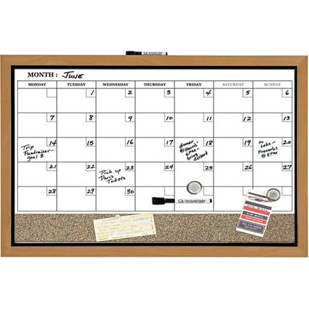 Quartet Magnetic 17" x 23" Combination Board Calendar, Black Frame