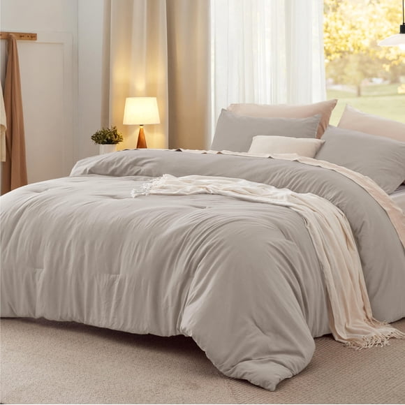 Juego de Edredón Bedsure King Size Lino Suave Prelavado 3 Piezas