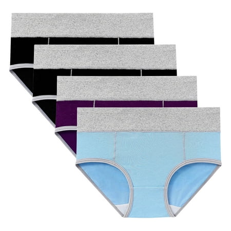 ATOYSOY Women s Clearance Solid Panty Classic Briefs Girls Comfy Multipack Shapewear Control Briefs for Ladies Plus Size Hip Lifting Cotton Panties  4 Pack Stretchy Underpants Blue XL