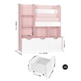 thumbnail image 2 of Homfa Kid's Large Bookshelf with 3 Movable Drawers, 5-Cube Bookcase with 4-Tier Display Stand, Toy Storage Organizer for Bedroom Playroom, White Pink, 2 of 9