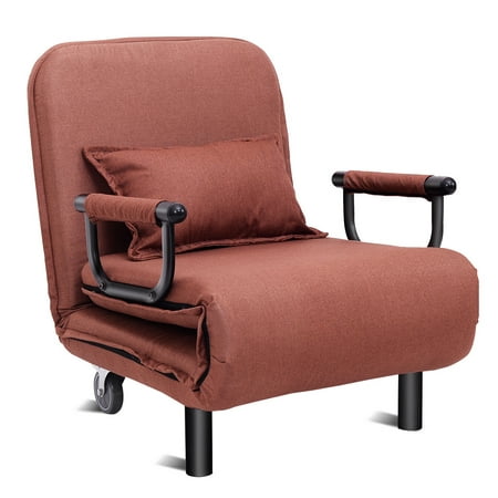 Costway Convertible Sofa Bed Folding Arm Chair Sleeper Leisure Recliner Lounge (Best Reclining High Chair 2019)