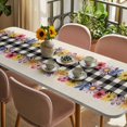 thumbnail image 3 of Colorful Flowers Table Cloths for 8 Foot Rectangle Tables, Spring Floral Elegant Pastoral Rustic Patio Waterproof Elastic Fitted Tablecloths, Washable Rectangular Table Cover for Camping, 3 of 8