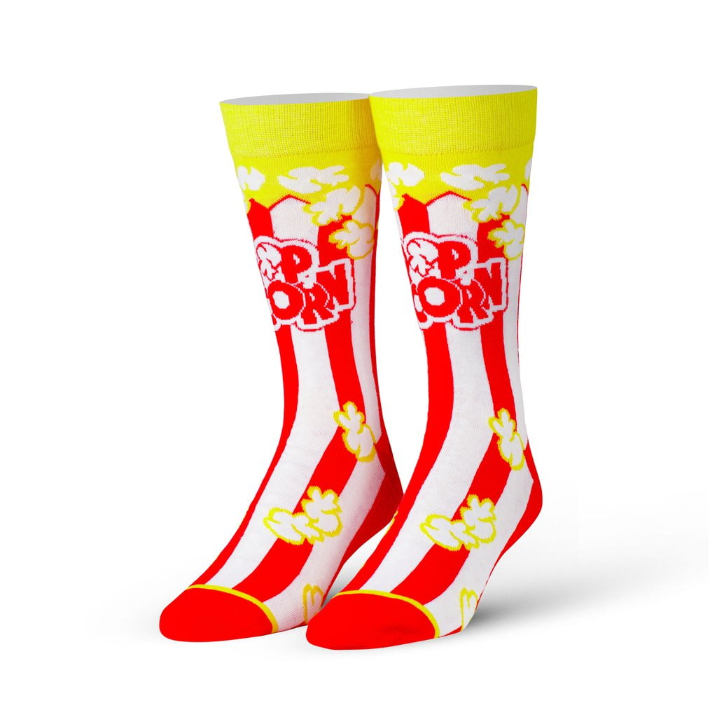 Cool Socks, Popcorn Print, Funny Graphic Socks for Men Women, Large