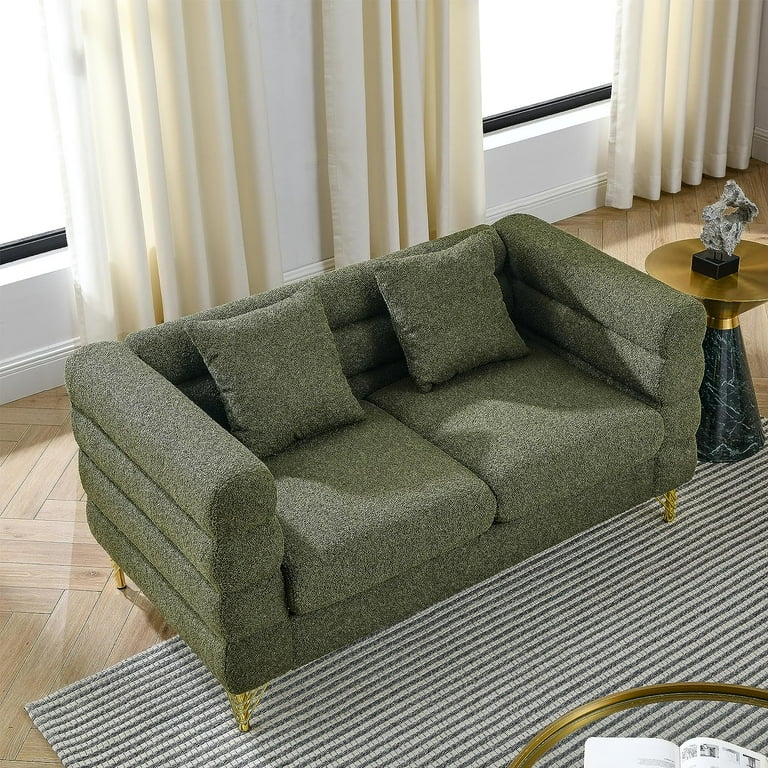 Holaki 60 Inch Oversized Loveseat Sectional Sofa Living Room Comfort Fabric Sectional Sofa Deep Seating Sectional Sofa Soft Sitting with 2 Pillows Walmart