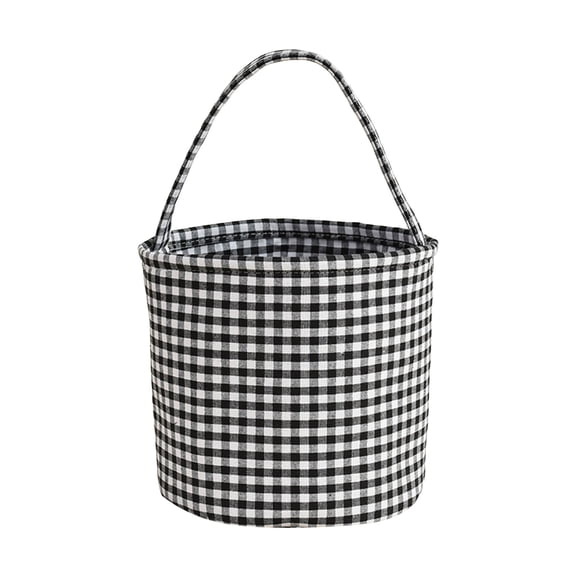 CZSCPDAW Halloween Gingham Tote Basket Jute Canvas Bucket Decoration Gifts, for Holiday Decor Treats Gifts and Home Organization