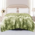 thumbnail image 1 of Woeilo Fuzzy Faux Fur Bed Blanket Twin Size, Reversible Shaggy Sherpa Fleece Blankets,Fluffy Plush Warm Throws for Couch, Bed, 60X80 Inches Olive Green, 1 of 5