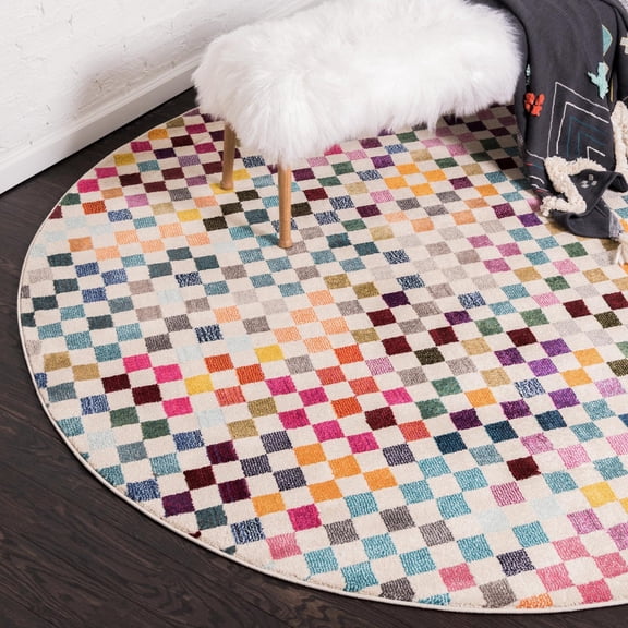 Unique Loom Chromatic Collection Area Rug - Palm Bay (8' Round Multi/Black)