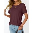 thumbnail image 3 of Short Sleeve Shirts for Women Summer Tops 2025 Spring Lace Dressy Casual Top Cute T-Shirt Work Outfits Blouses, 3 of 5