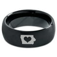 thumbnail image 2 of Tungsten Iowa Hawkeye State Heart Band Ring 8mm Men Women Comfort Fit Black Dome Brushed Polished, 2 of 4