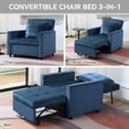 thumbnail image 3 of BIGSYY Canapé-Lit Convertible Moderne 3-en-1 pour Adulte, Fauteuil Inclinable Réglable, Charge Maximale de 350 Lb, Imitation Flanelle, Bleu Foncé, 3 of 8
