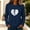 Navy, variant on ZGRBOU Womens Dog Paw Love Print Cotton Sweatshirts Long Sleeve Crewneck Casual T-Shirts Puppy Lover Pullover Tee