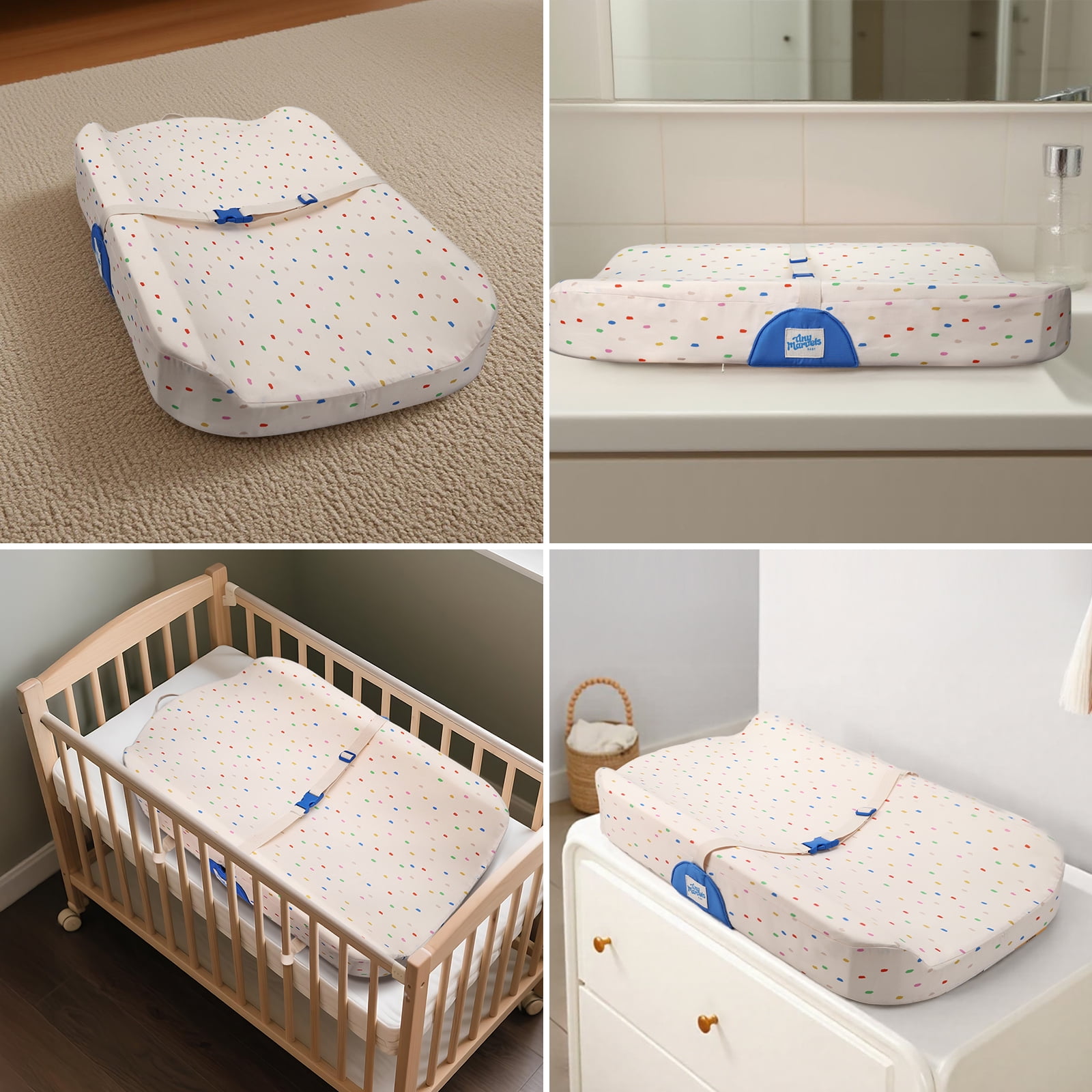 Tiny Marvels Non-Slip Changing Pad, Upgrade Size (18" x 31.50"), Soft Washable Cover, Safe Contoured Baby Changing Pad Fits Standard Changing Tables & Dressers