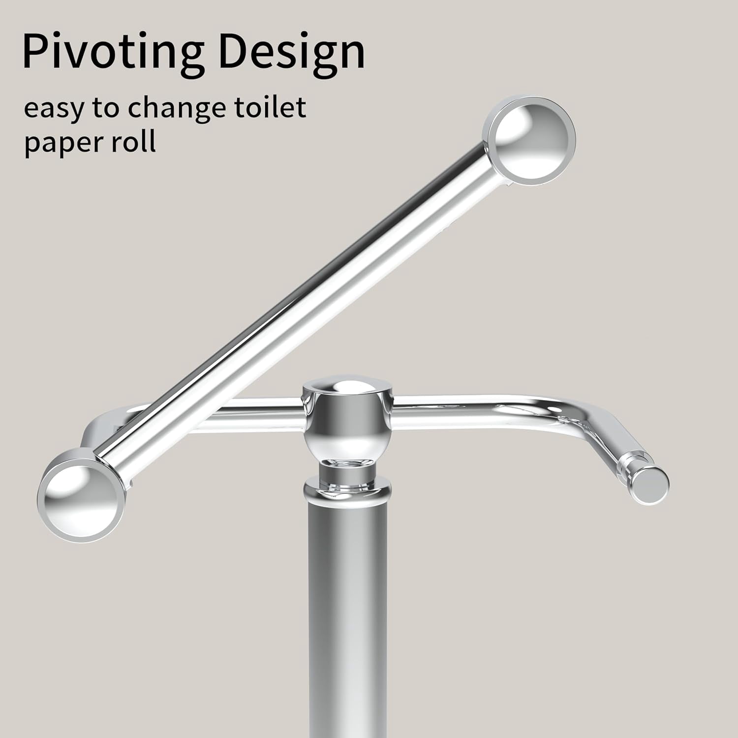 Toilet Paper Holder Stand, Free Standing Bathroom Tissue Roll Holder with Pivoting Post and Weighted Base, Stainless Steel Chrome Finish