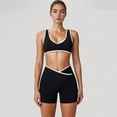 thumbnail image 2 of Women's High Waist Crossover Athletic Shorts with Stretch Fabric and Flattering V Front Waistband - Large, Black, 2 of 7