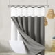thumbnail image 4 of Juego de cortinas de ducha 3 en 1 | Tejido de poliéster de alta resistencia con forro transparente y 12 ganchos dobles de acero inoxidable | Repelente al agua | 36x72 pulgadas | Gris Blanco Marino |, 4 of 6