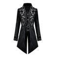 thumbnail image 3 of DailyTrove Men's Embroidered Lapel Tailcoat Jacket - Polyester Formal & Gothic Outerwear, Elegant for Events & Daily Style, 3 of 4