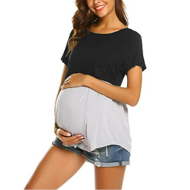 Mujeres Embarazadas Maternidad Enfermería Camisetas Camiseta Posparto Blusas Top Camiseta Lactancia Odeerbi ODB123474