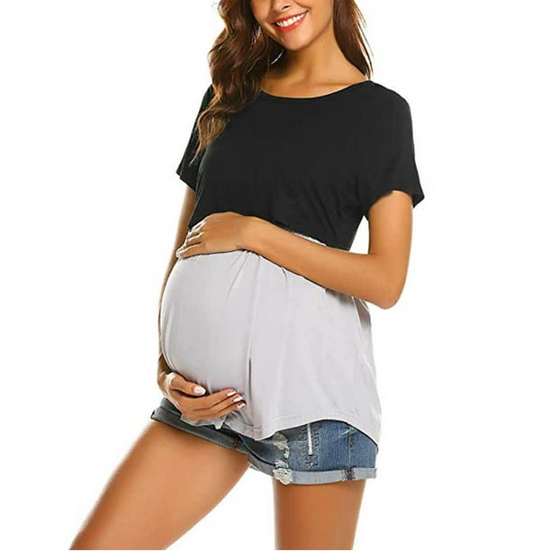 Mujeres Embarazadas Maternidad Enfermería Camisetas Camiseta Posparto Blusas Top Camiseta Lactancia Odeerbi ODB123472