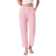 thumbnail image 1 of Pantalones de pijama para mujer INSPIRE CHIC de algodón de punto acanalado con cintura elástica, pierna recta y bolsillos, ropa de casa casual, color rosa, 1 of 6