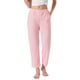 thumbnail image 1 of Pantalones de pijama para mujer INSPIRE CHIC de algodón de punto acanalado con cintura elástica, pierna recta y bolsillos, ropa de casa casual, color rosa, 1 of 6