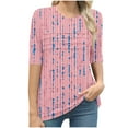 thumbnail image 7 of Summer Tshirts for Women Half Sleeve Floral Graphic Printed Tunic Tops Loose Fit Crew Neck Pleated Base Casual Tees (2XL, Pink), 7 of 7