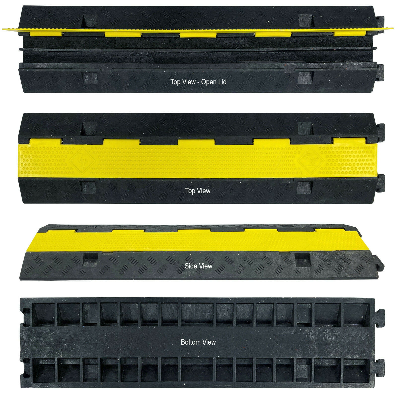 Connectronics CRSX-2 5-Channel Cable Ramp Crossover & Cable Protector -  Black with Yellow Lid