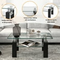 thumbnail image 3 of LAUSATEK 220Lbs Rectangle Glass Coffee Table Modern 2-Tier Center Table with Metal Tube Legs for Living Room Office Black, 3 of 8