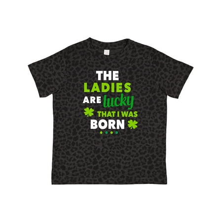 

Inktastic The Ladies Are Lucky That I Was Born St Patricks Day Baby Boy Gift Toddler Boy Girl T-Shirt