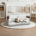 thumbnail image 2 of Cooling Pet Bed for Small Dogs or Cats, Breathable Fabric, Supportive Bolsters, Removable Washable Cover, Non-Slip Base, Sofa Pet Lounger Includes Mini Play Cushion, Gray, 2 of 16
