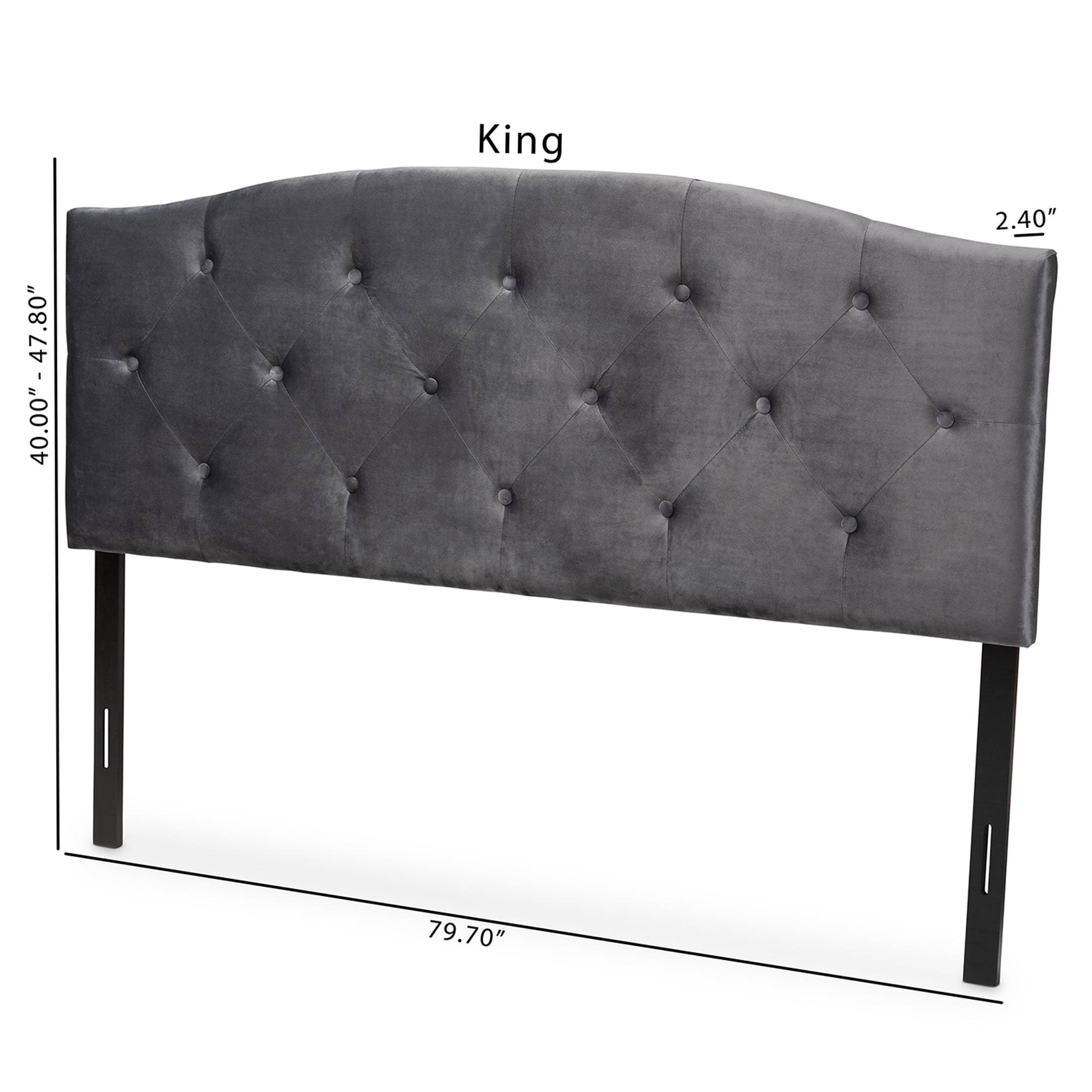Baxton Studio Leone Modern and Contemporary Grey Velvet Fabric Upholstered Full Size Headboard