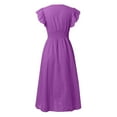 thumbnail image 4 of Glisme Casual Dresses For Women Midi Dress Lace Jacquard Hollow Out Slim V Neck Plus Size Dresses Purple Sundress Formal Dresses, 4 of 6