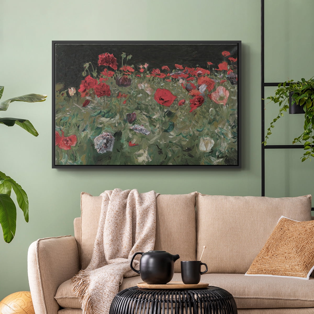 Vintage Botanical Print-XCV By Wexford Home Framed in Black Wood Gallery Wrapped Canvas 17 in. x 25 in.