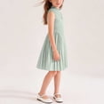 thumbnail image 5 of Miluxas Girl's Summer Sleeveless Mini Dress Turtleneck A Line Pleated Swing Casual Basic Short Dress Green 6-7 Years, 5 of 8