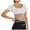 White, variant on felwors Women's Sports Crop Tank Top Padded Activewear Short Sleeve Shirt Fitness Top Yoga Fitness Running Gym with Integrated Bra (White, XXL)
