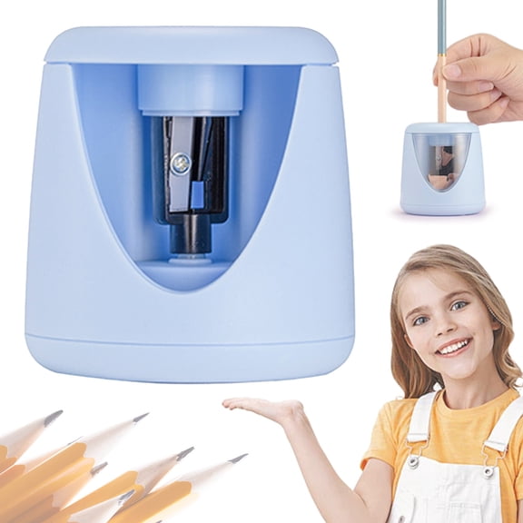 Automatic Pencil Sharpener for Students, Cute Electric Pencil Sharpener Portable Battery Operated Stationery Sharpener for Classroom Home Office, Pencil Shavings Tool Gift, Blue