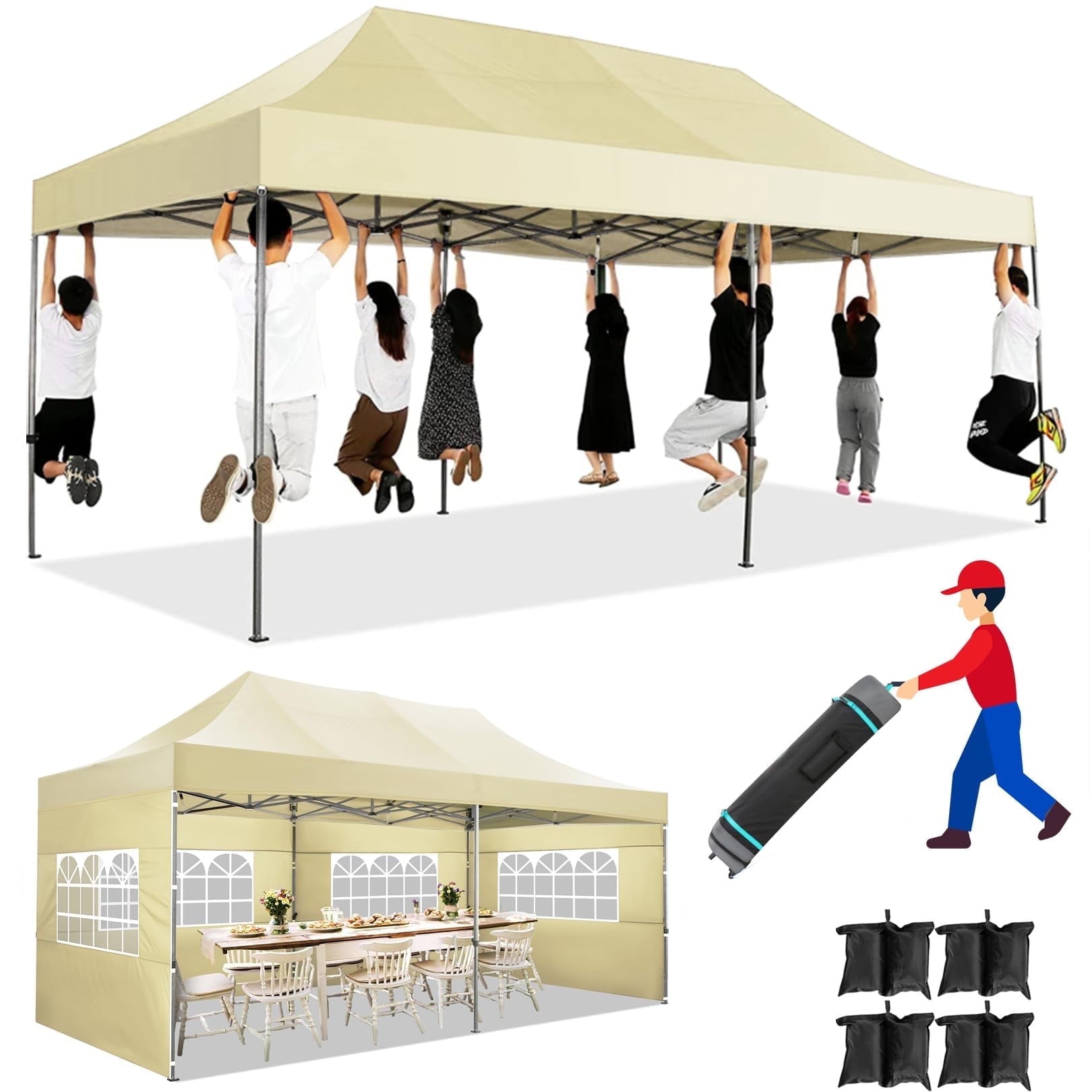 SANOPY 10x20 FT EZ Pop Up Canopy, Waterproof, Adjustable SANOPY 10x20 FT EZ Pop Up Canopy, Waterproof, Adjustable