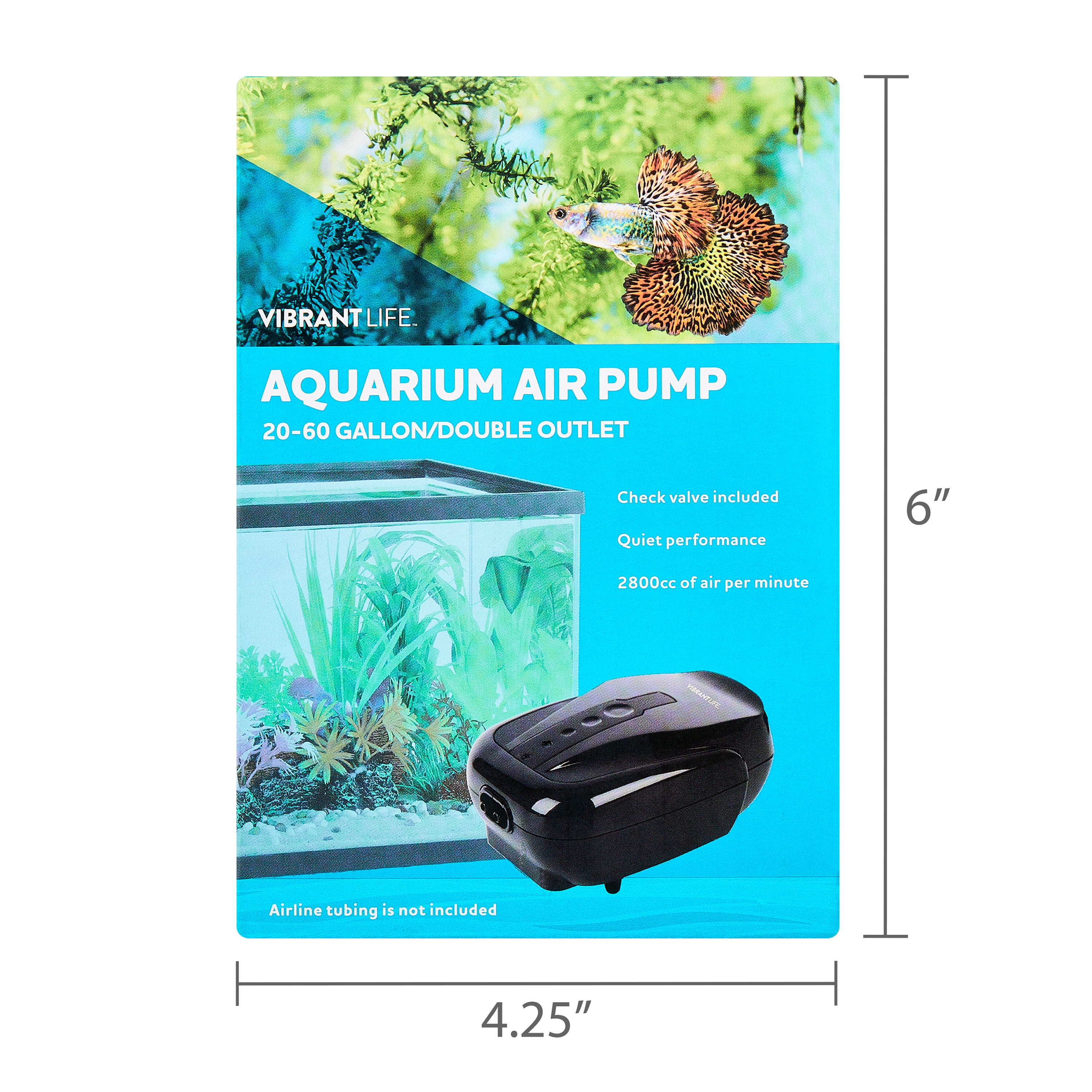 Vibrant Life 2800 CC Double Outlet Aquarium Air Pump, for 20-60 Gallon Tanks