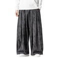thumbnail image 2 of Ceisia Men Solid Color Multi Pocket Linen Workwear Pants Loose Wide Gift Leg Casual Trousers, 2 of 8