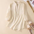 thumbnail image 2 of Camisas Para Mujer Cuello en V Color Sólido Tubo Abierto Botón Moda Casual Retro Manga 3/4 Camiseta Tops Blusa Odeerbi  ODB128377, 2 of 7