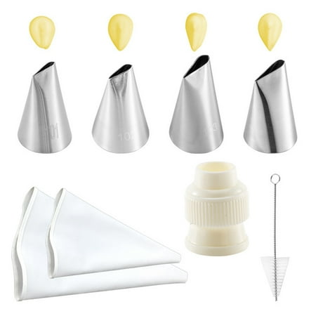 

8pcs Cake Decorating Kits Waterdrop Cream Cupcakes Icing Tips Nozzles Pastry Bags Coupler Brush Baking Tool DIY Cookies