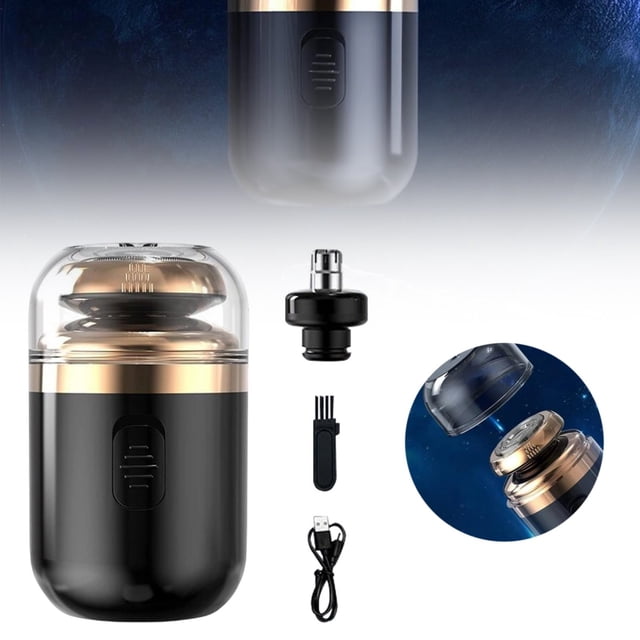 Mini Electric Shaver Capsule Shaver Portable Multifunctional Shaver 2 In 1 Capsule Shaver For Men With Nose Hair Cutter Head Washable Travel Shaver,Black Electric Shaver