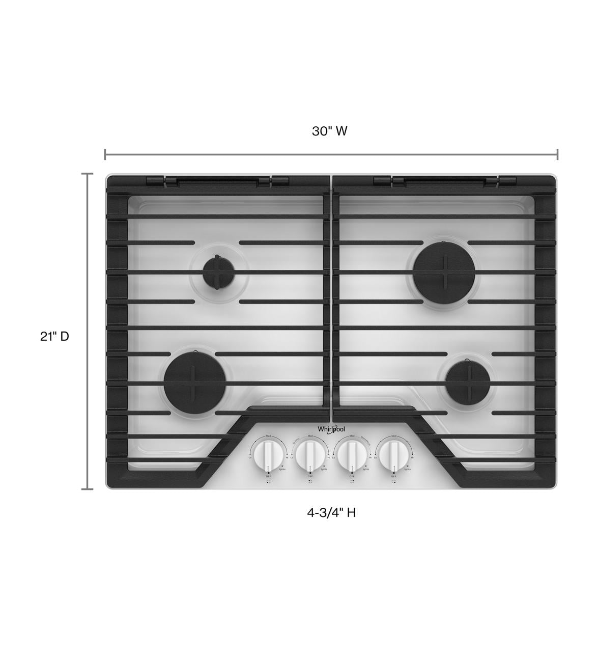 Whirlpool 30" Gas Cooktop White