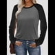 thumbnail image 5 of Camisas de Larga para Mujer, Blusas Raglán con Bloques de Color, Camisetas Básicas Informales de Cuello Redondo, Ropa de Otoño. Negro y Gris XXL, 5 of 8