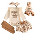 thumbnail image 6 of mgoYE Newborn Baby Girl Cowgirl Outfit Western Romper and Tutu Skirt Socks Headband 4Pcs Coming Home Clothing Set 12-18 Months, 6 of 9