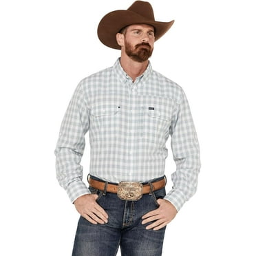 Wrangler Men's Performance Plaid Print Long Sleeve Button Down Western Shirt