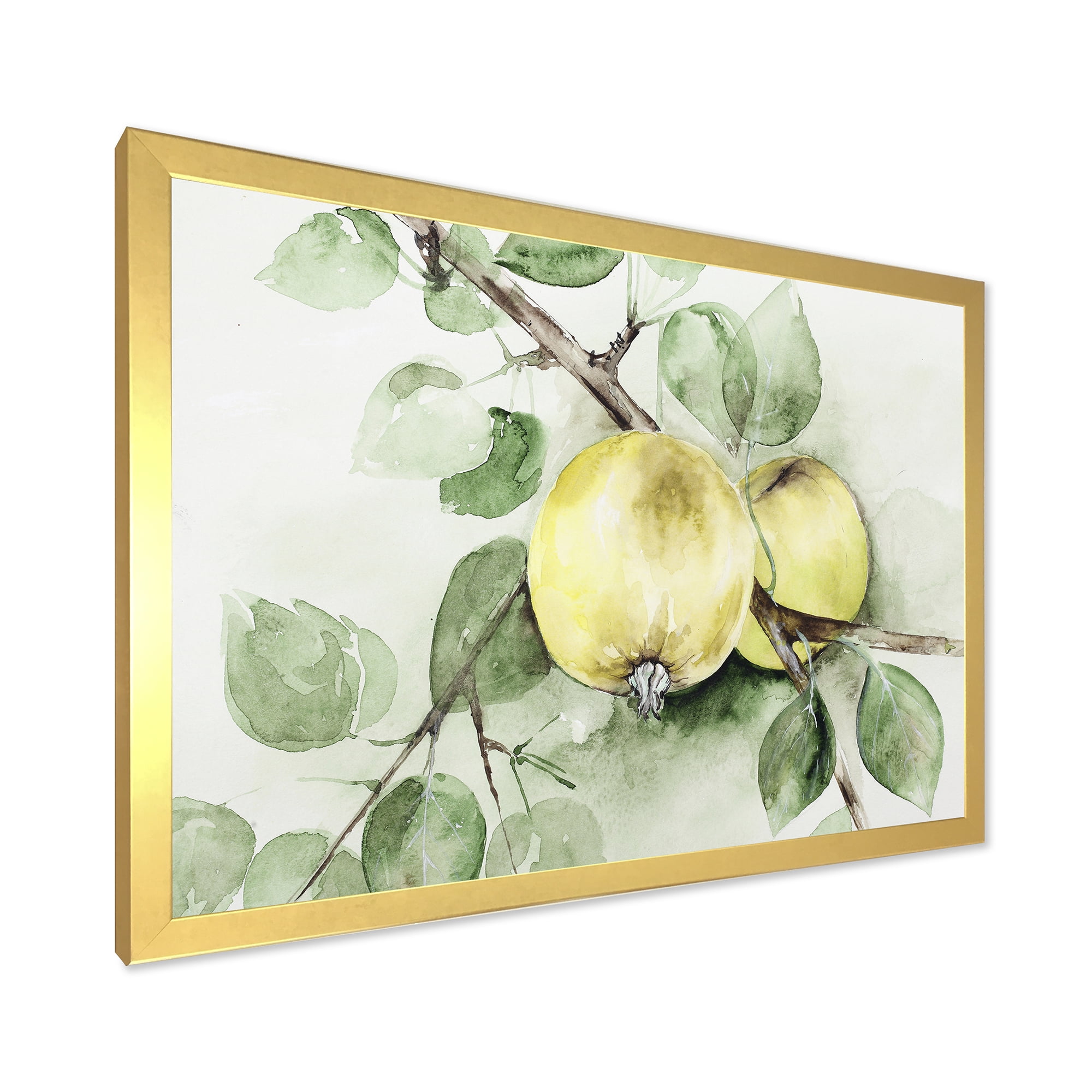 Designart 'Ancient Green Appels' Farmhouse Framed Art Print