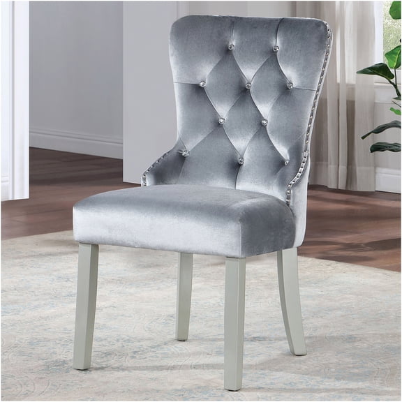JERFIT 2-Pack Modern Wingback Dining Chairs with Tufted Upholstery, Nailhead Trim and Acrylic Details for Elegant Dining Room