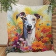 thumbnail image 3 of Welcome Spring Summer Whippet Portrait Flower Blue Sky Quilt Blanket Dog Lover Cozy Comforter Throw Blanket - 12001, 3 of 5