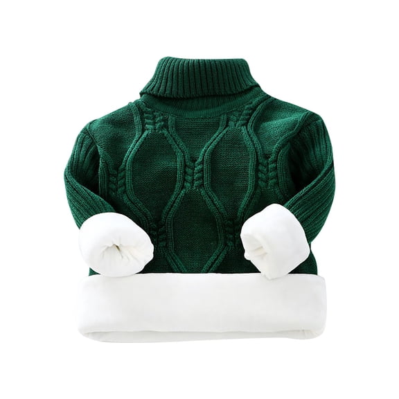 KAUOD Girls Ribbed Knit Crew Neck Sweater Long Sleeve Fleece Lined Thermal Pullover Tops Kids Winter Thick Shirt Clothes